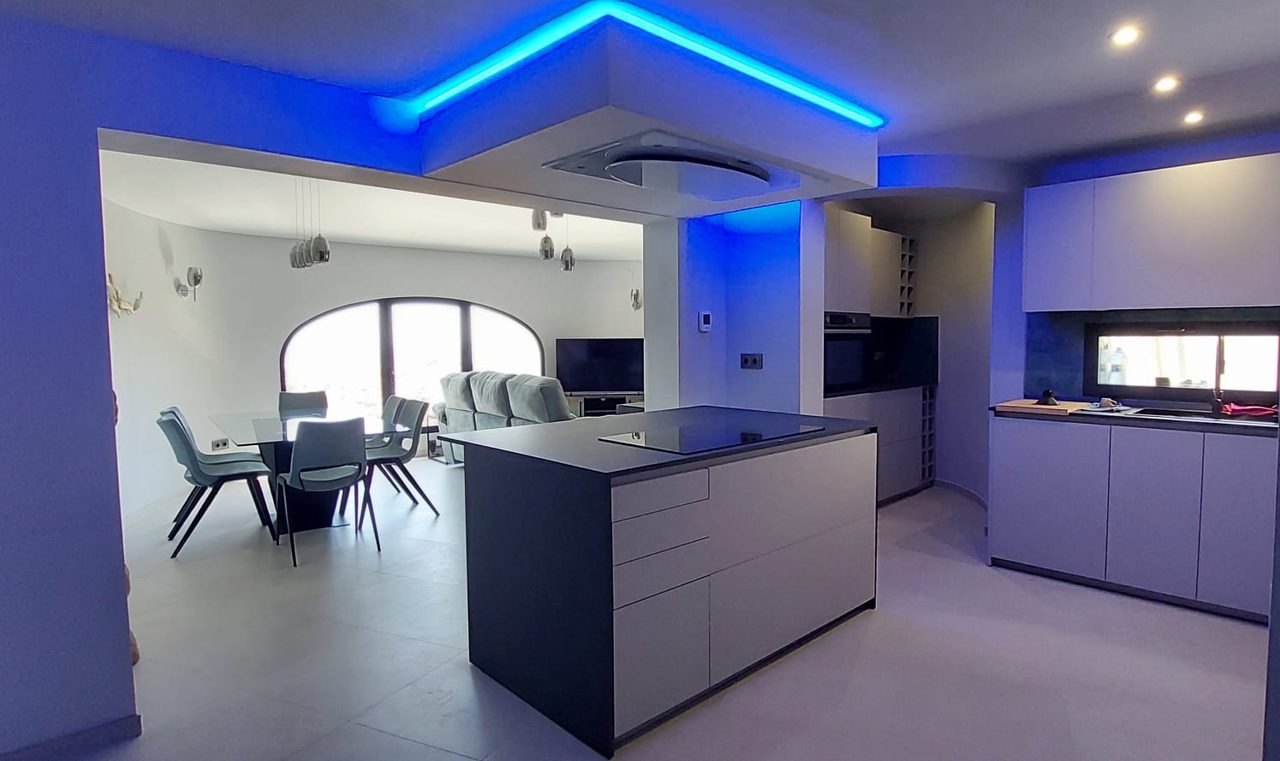 Modern kitchen renovated with LED lighting